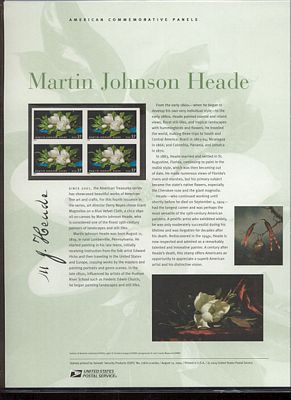 3872 37c Martin Johnson Heade Commemorative Panel CAT 718 #19019