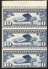 C 10a 10c Lindbergh F-VF Mint NH Booklet Pane of 3 #c10anh