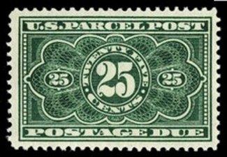 JQ5 25c Parcel Post Postage Due, Dark Green F-VF Used #jq5used
