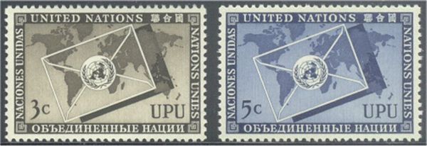 UNNY 17-18 3c-5c Univ. Postal Union UN NY Inscription Blocks #ny17-8mi