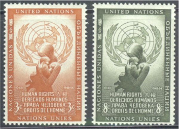 UNNY 29-30 3c-8c Human Rights UN NY Inscription Blocks #ny29-30mi