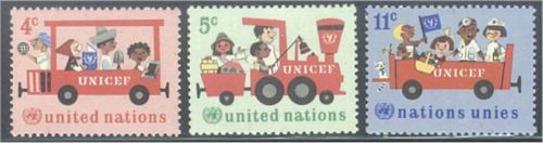 UNNY 161-3 4c-11c UNICEF UNNY Inscription Blocks #NY0161-63mi