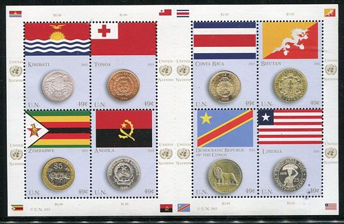 UNNY 1103 49c Coin and Flag Sheet of 8 #ny1103