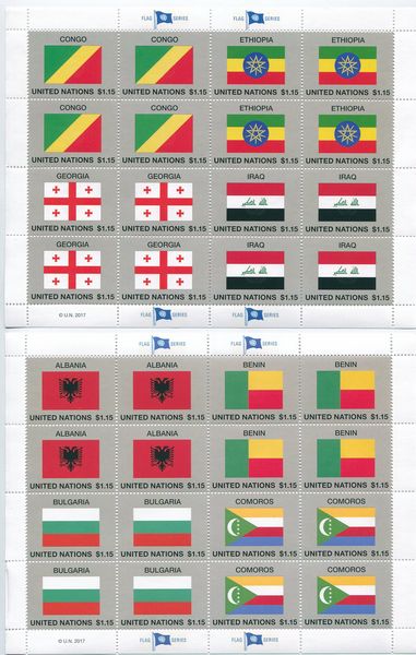 UNNY 1150-1157 1.15 2017 Flags Set of 2 Sheets of 16 #unny1150-7shset