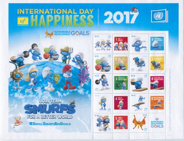 UNNY 1158 Smurfs Day of Happiness Personalized Sheet #unny1158sh