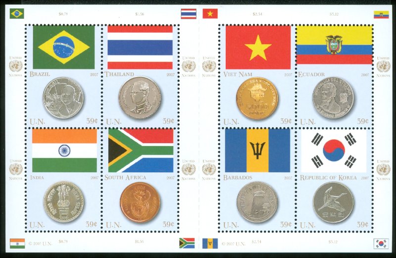 UNNY 930 39c Flags  Coins sheet of 8 #ny930sh