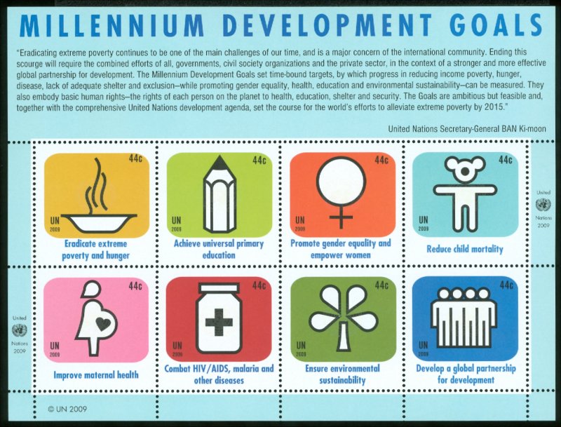 UNNY 995 44c Millennium Goals Souvenir Sheet #ny995ss