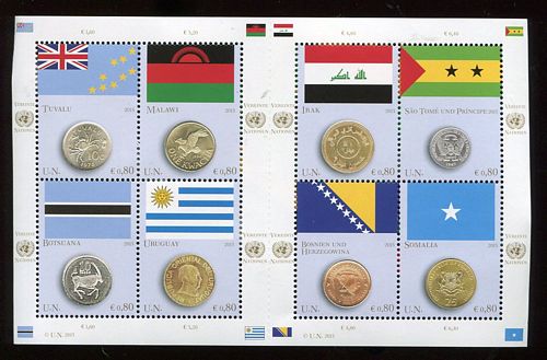 UNV 558 .80 Coin and Flag Sheet of 8 #unv558