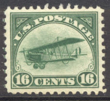 C  2 16c Biplane, Green F-VF Mint NH #c2nh
