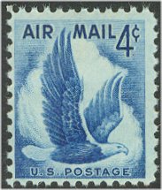 C 48 4c Small Eagle, Blue F-VF Mint NH Plate Block of 4 #c48pb