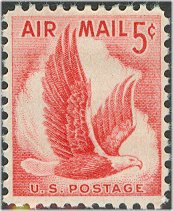 C 50 5c Small Eagle, Red F-VF Mint NH Plate Block of 4 #c50pb