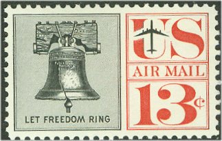 C 62 13c Liberty Bell F-VF Mint NH Plate Block of 4 #c62pb