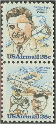 C 95-6 25c Wiley Post Attached Pair F-VF Used #c95upr