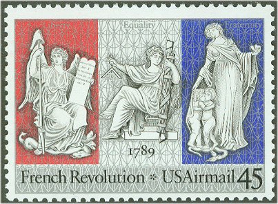 C120 45c French Revolution Bicentennial F-VF Mint NH Plate Block #c120pb