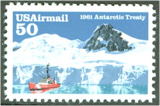 C130 50c Antarctic Treaty F-VF Mint NH Plate Block of 4 #c130pb