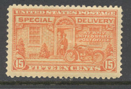 E13 15c Special Delivery Orange, Flat Plate F-VF Mint NH #e13nh