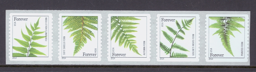 4874-78 Forever Ferns Coil Strip of 5 Mint NH #4874-48nh