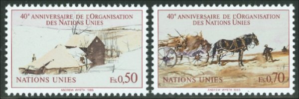 UNG 135-36  50c-70c 40th Anniversary UN Geneva Mint NH #ung135