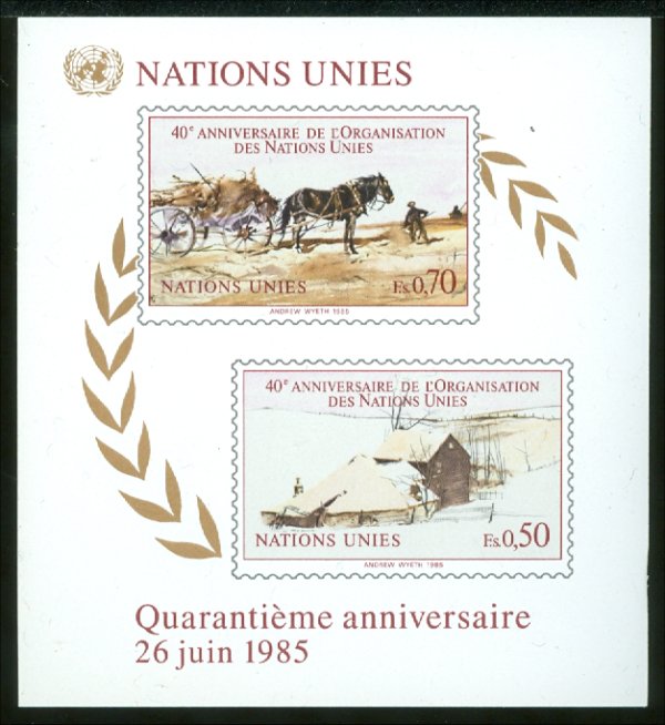 UNG 137    50c-70c 40thAnniv.S/S UN Geneva Mint NH #ung137