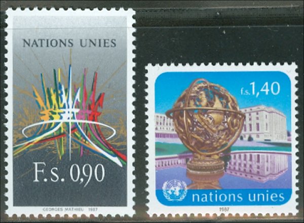 UNG 152-53  90c-1.40 fr. Definitives UNG Inscription Blocks #ung152mi