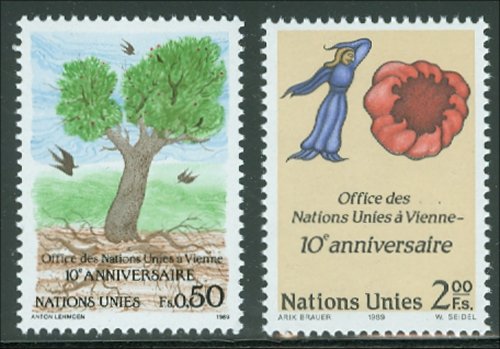 UNG 178-79  50c-2 fr Vienna 10th Ann.UN Geneva Mint NH #UNG178-79