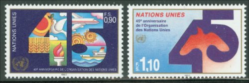 UNG 188-89  90c-1.10 fr UN 45th Ann UN Geneva Mint NH #UNG188-89