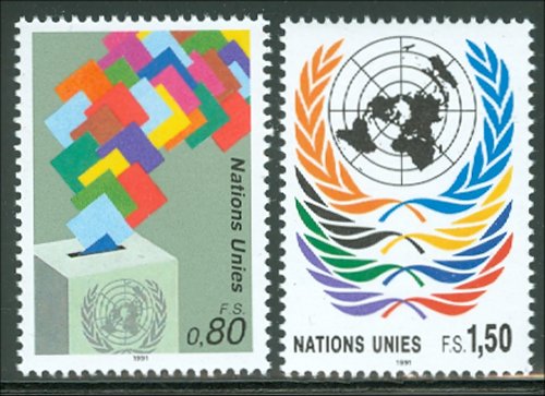 UNG 201-2   80c, 1.50 Fr. Definitives UN Geneva MI Blocks #ung201mi