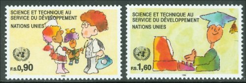 UNG 222-3   90c,1.60 Fr Science UN Geneva MI Blocks #ung222mi