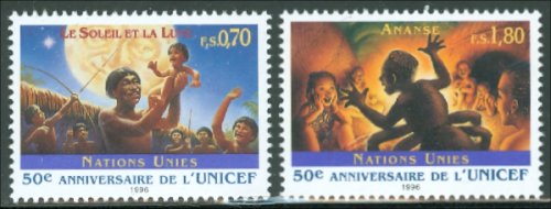 UNG 294-5 70c, 1.80 Fr 50th.UNICEF UN Geneva Mint NH MI Blocks #ung294mi