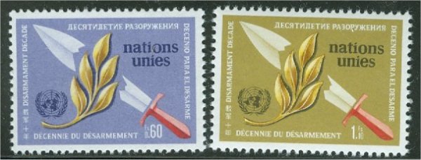 UNG 30-31  60c 1.10 fr. Dlsarmament Inscrip Blocks #ung30ib