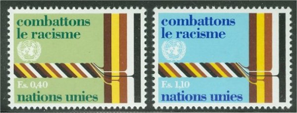 UNG 69-70  40c-1.10 fr. Racial Disc Inscrip Blocks #ung69ib