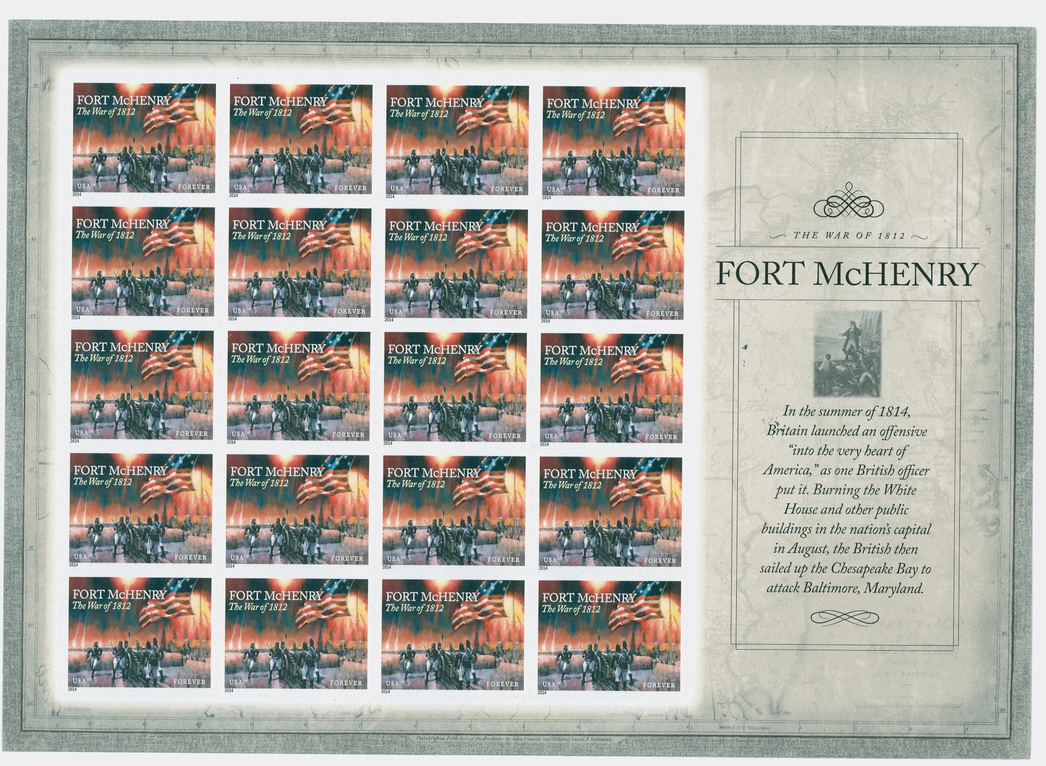 4921 War of 1812 Fort McHenry Mint NH Sheet of 20 #4921sh