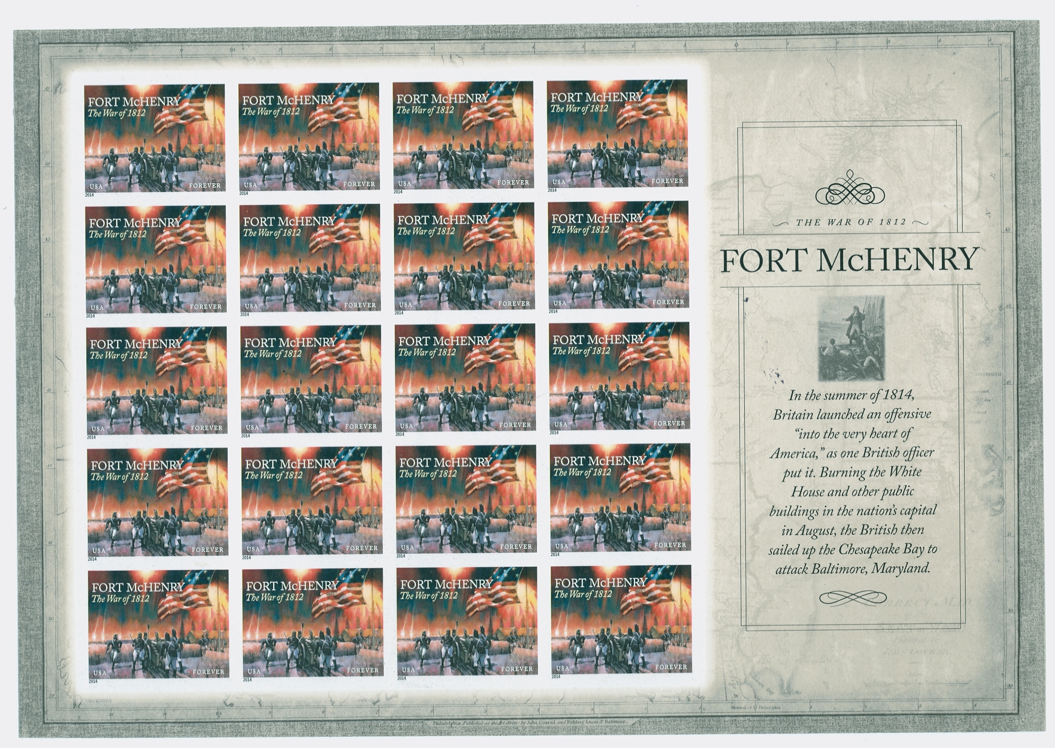 4921is War of 1812 Fort McHenry Imperf Sheet of 20 #4821ish