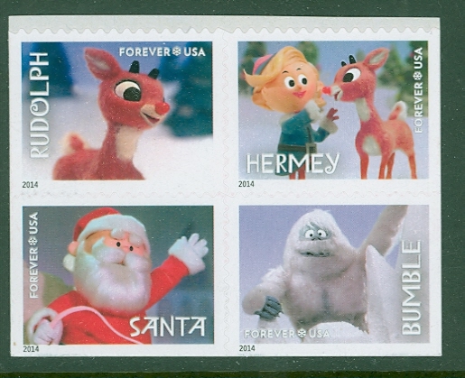 4946-49 Forever Rudolph The Reindeer Mint NH Block of 4 #4946-49nh