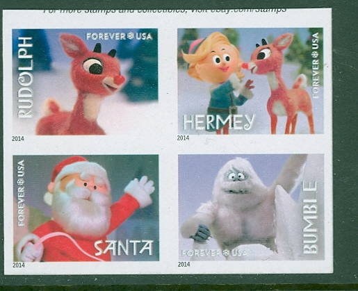 4946-49i Forever Rudolph The Reindeer Mint NH Imperf Block of 4 #4946i