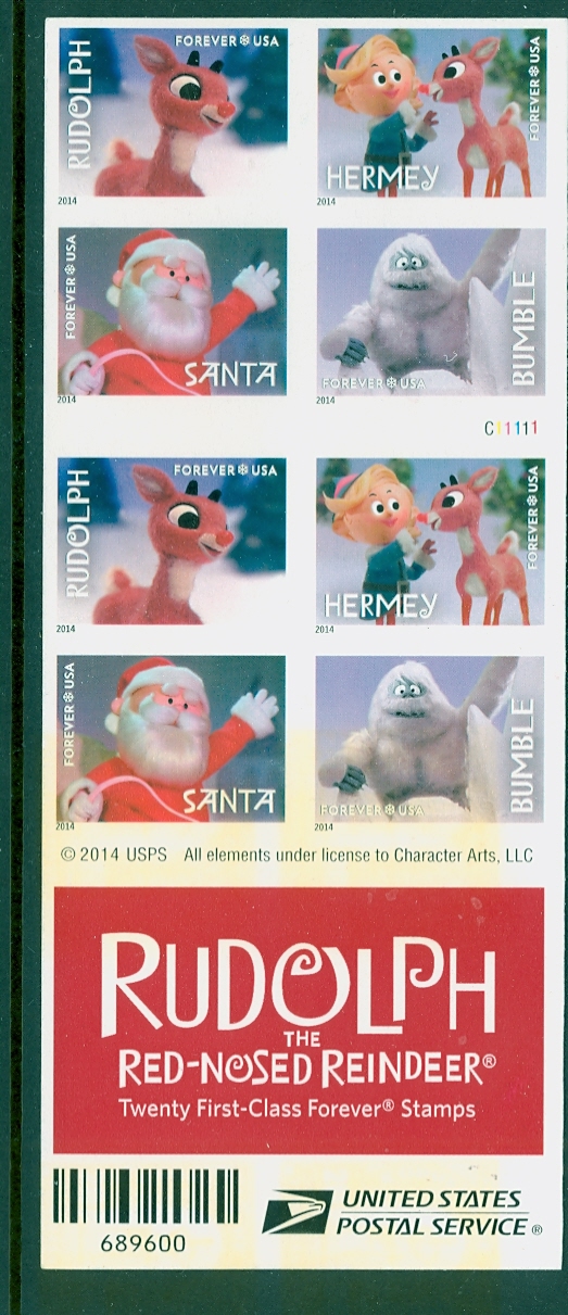 4946-49bi Forever Rudolph The Reindeer Mint NH Imperf Booklet of 20 #4949ai