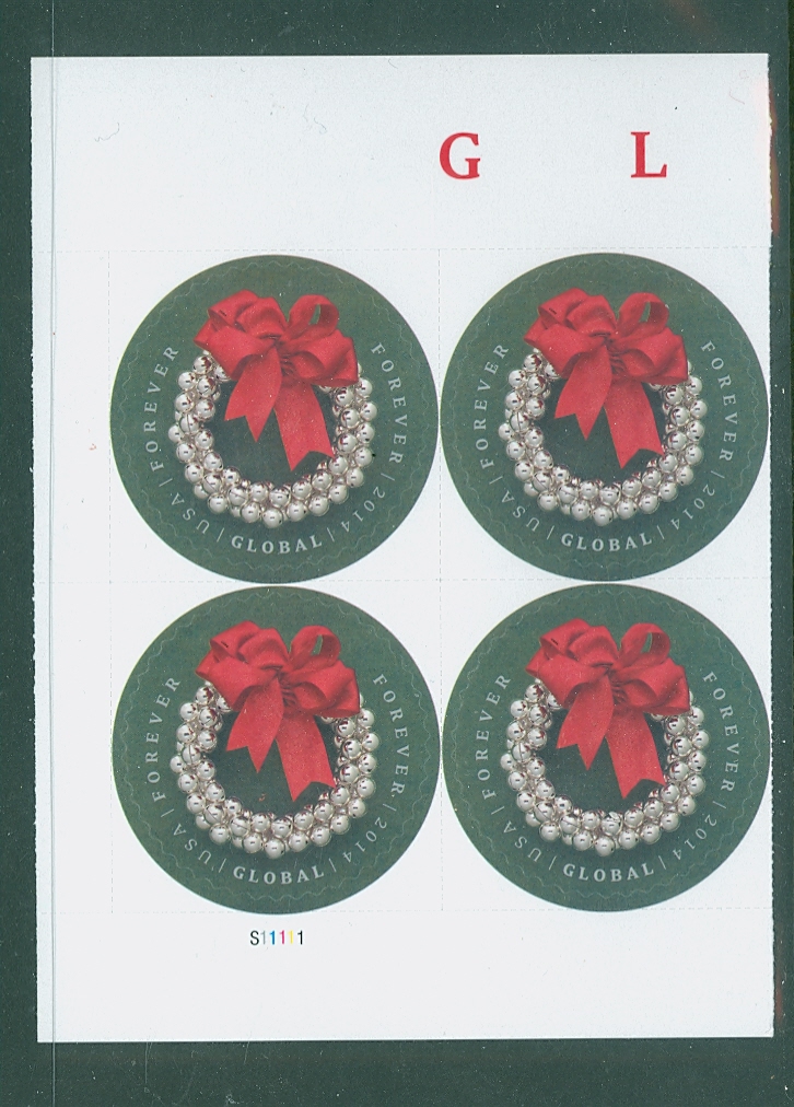 4936 Global Forever Silver Bells Mint NH Plate Block of 4 #4936pb