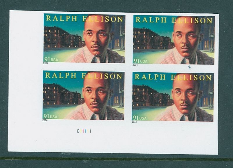 4866i 91c Ralph Ellison Mint NH Imperf Plate Block of 4 #4866ipb