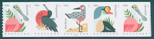 4995-98 (35c) Coastal Birds Mint PNC Coil Strip of 5 #4998pnc