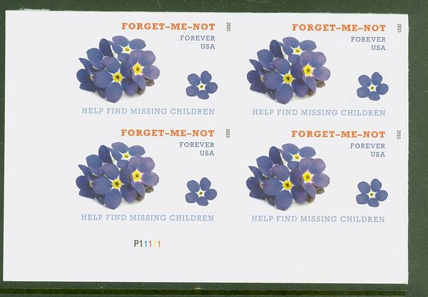 4987i Forever Forget-Me-Not Mint Imperf Plate Block #4987ipb
