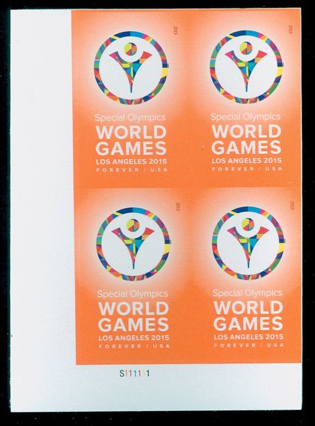4986 Forever Special Olympics Games Mint Plate Block of 4 #4986pb