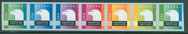 5013-18 (25c) Spectrum Eagle, Mint Coil PNC Strip of 7 #5013-8pnc7