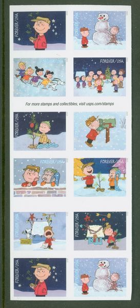 5021-30a Forever Charlie Brown Christmas Double Sided Booklet of 20 #5021a