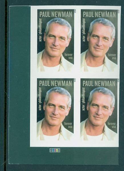 5020i Paul Newman Mint Imperf Plate Block of 4 #5020ipb