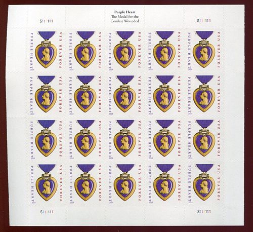 5035 Forever Purple Heart 2015 Reprint Sheet of 20  (micro printed) #5035sh