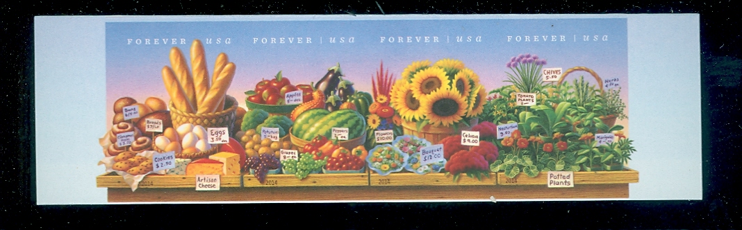4912-15i Forever Farmer's Market Imperf Strip of 4 #4912-5imstri
