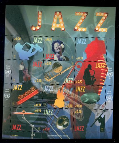UNV 542 .70 International Jazz Day Souvenir Sheet #v542ss