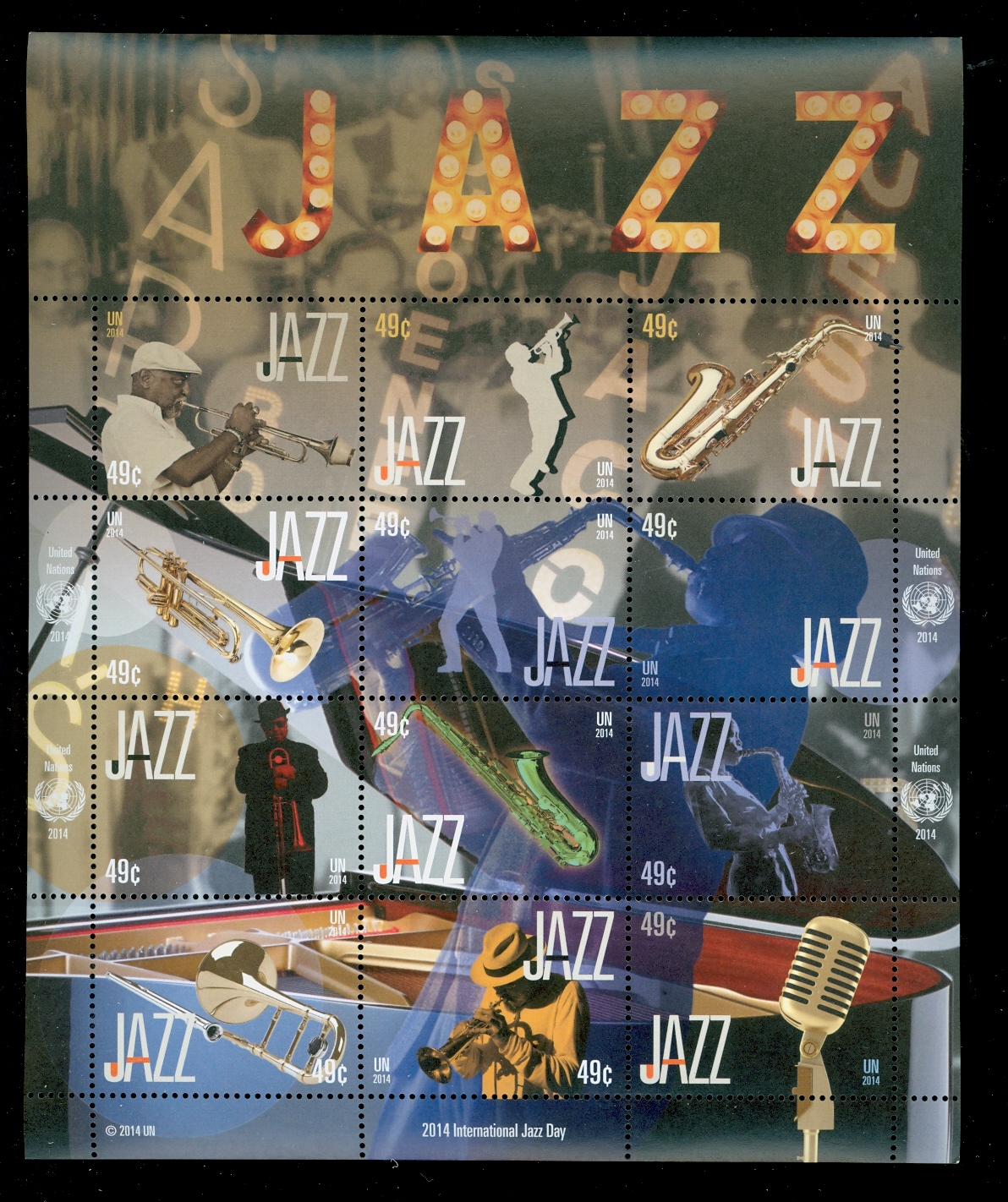 UNNY 1087 49c International Jazz Day Souvenir Sheet #unny1087ss