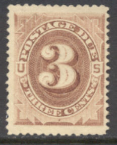 J  3 3c Brown 1879 Postage Due Unused, Minor Defects #j3ogmd