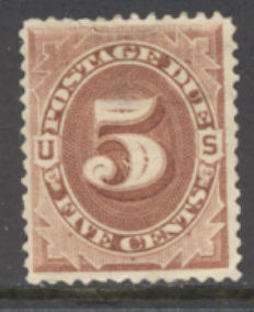 J 18 5c Red Brown 1884 Postage Due Used Minor Defects #j18usedmd